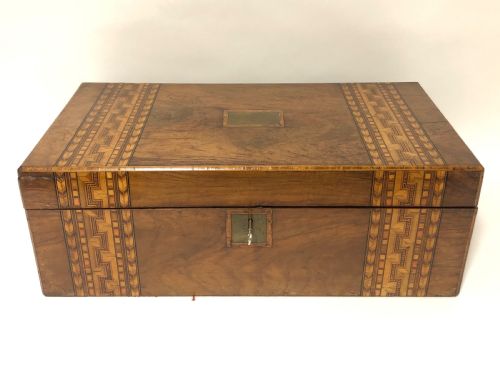fig 1. Antique Victorian Tunbridge Ware Writing Slope Box