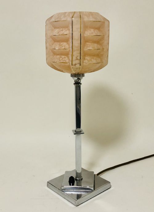 fig 1. Art Deco Chrome Table Lamp with Glass Shade