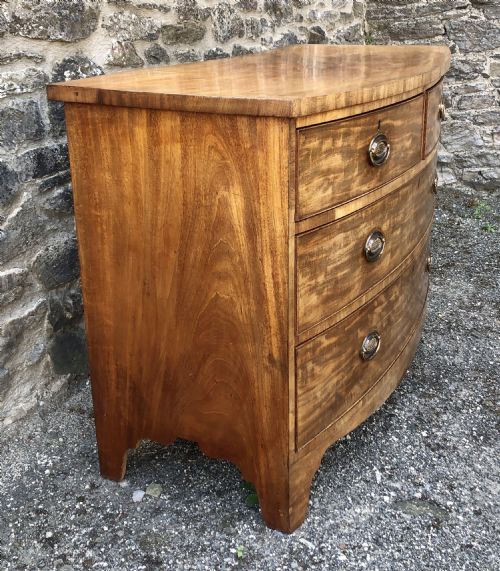 fig 1. Antique Mahogany Bow Front Chest of Drawers