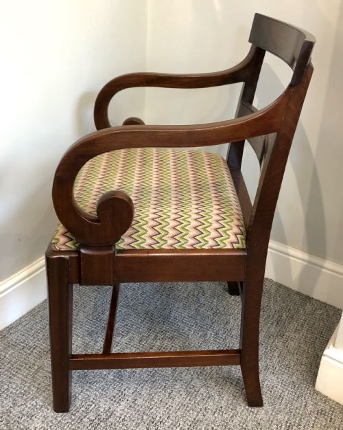 fig 2. Antique Georgian Mahogany Carver Chair with Scroll Arms
