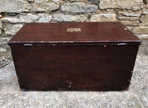 fig 2. Small Antique Military Stained Pine Trunk