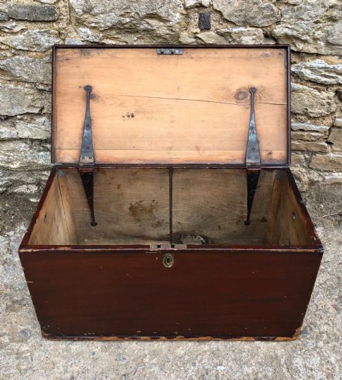 fig 3. Small Antique Military Stained Pine Trunk