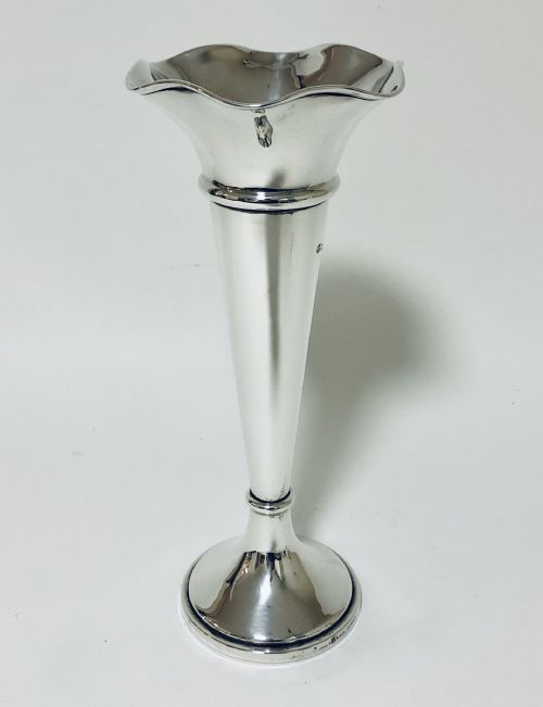 fig 1. Large Antique Silver Trumpet Vase