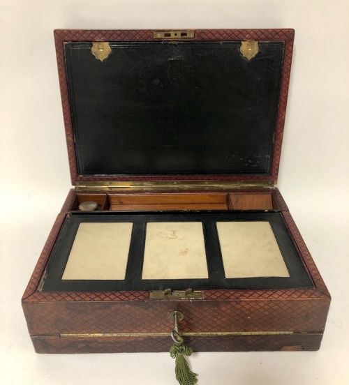 Antique Victorian Leather Writing Document Box