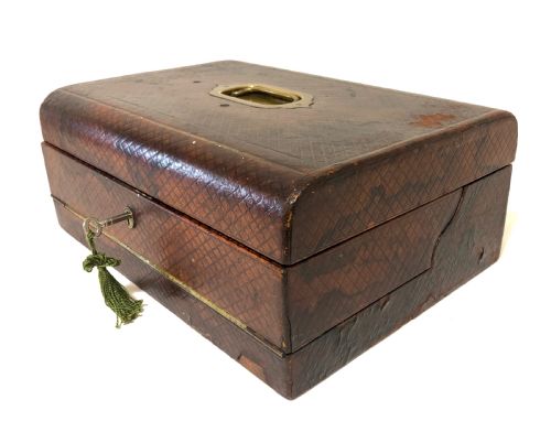 fig 2. Antique Victorian Leather Writing Document Box