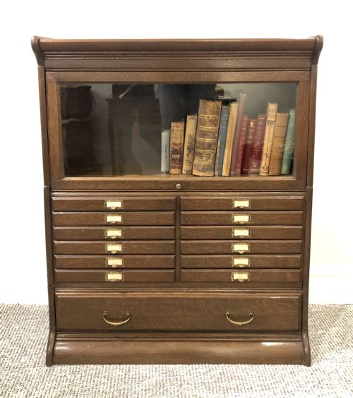 Antique Oak Stacking Filing Cabinet Bookcase