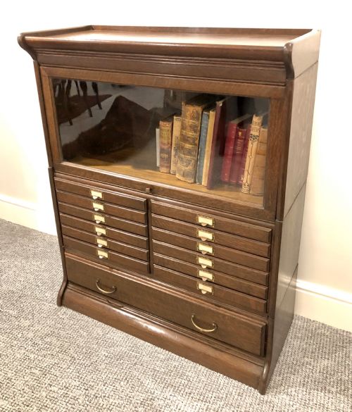 fig 2. Antique Oak Stacking Filing Cabinet Bookcase