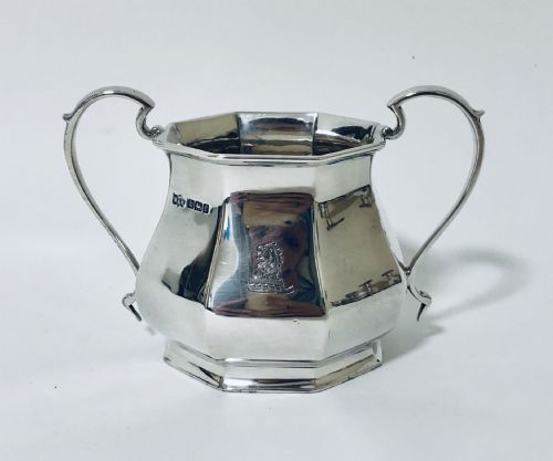 Antique Solid Silver Twin Handled Sugar Bowl
