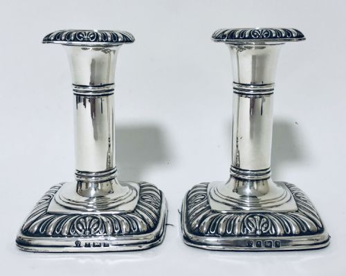 Pair of Antique Victorian Sterling Silver Candlesticks