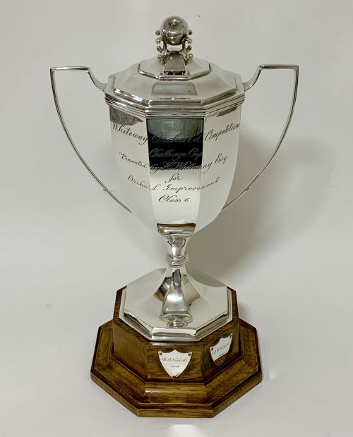 Large Antique Twin Handled Apple Orchard Trophy Cup