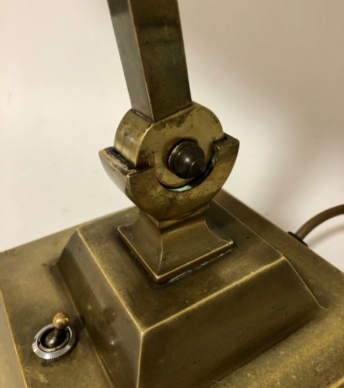 fig 1. Large Antique Brass Banker's Desk Lamp