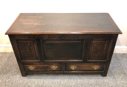 fig 1. 18th Century Oak Mule Chest dated 1734
