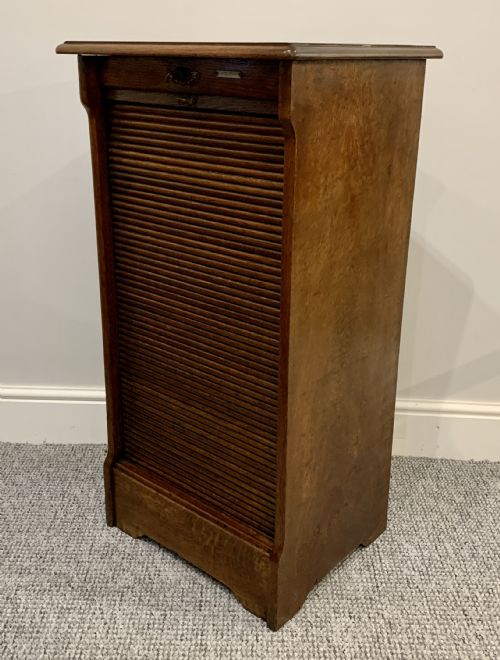 fig 2. Antique Oak Tambour Fronted Filing Cabinet