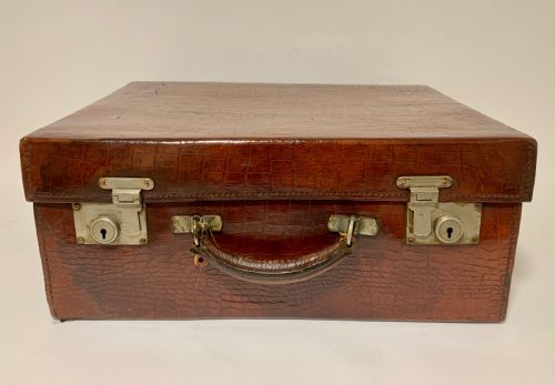 Antique Crocodile Travelling Case Suitcase