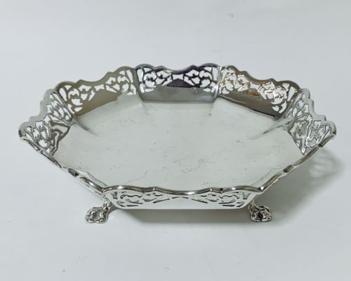 Large Antique Solid Silver Bonbon Dish