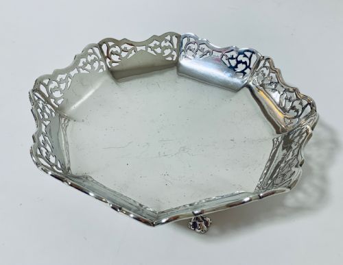 fig 1. Large Antique Solid Silver Bonbon Dish
