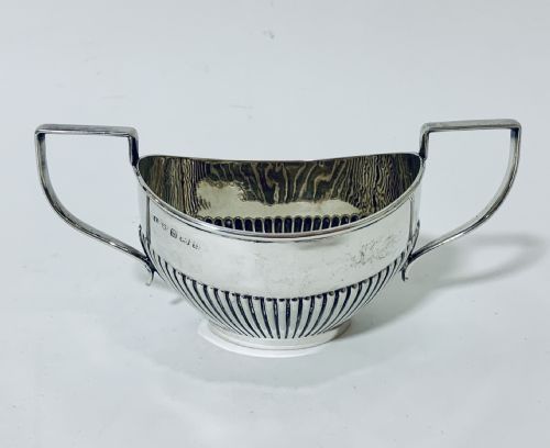Antique Solid Silver Twin Handled Sugar Bowl