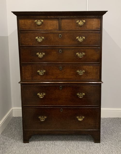 Small Georgian Oak Tallboy Chest on Chest