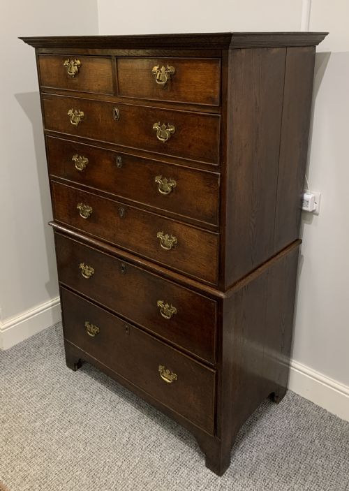 fig 1. Small Georgian Oak Tallboy Chest on Chest