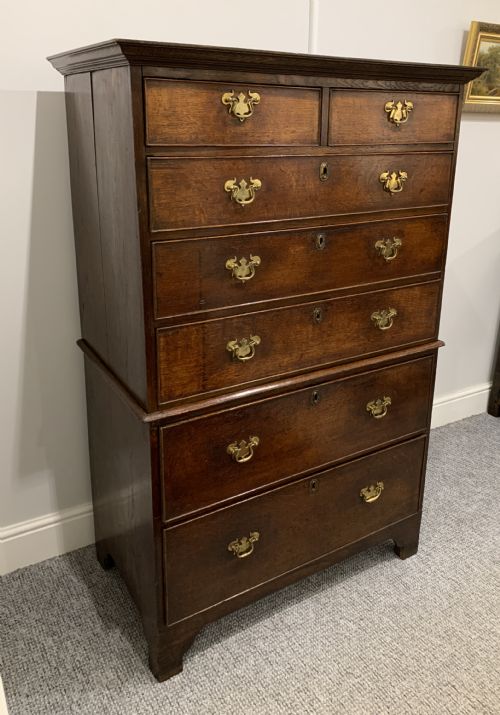 fig 2. Small Georgian Oak Tallboy Chest on Chest