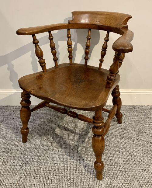 Antique Elm Smokers Bow Armchair