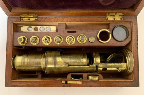 fig 1. Large Antique Brass Drum Microscope