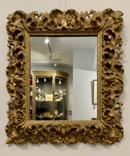 Small Antique Florentine Carved Giltwood Wall Mirror