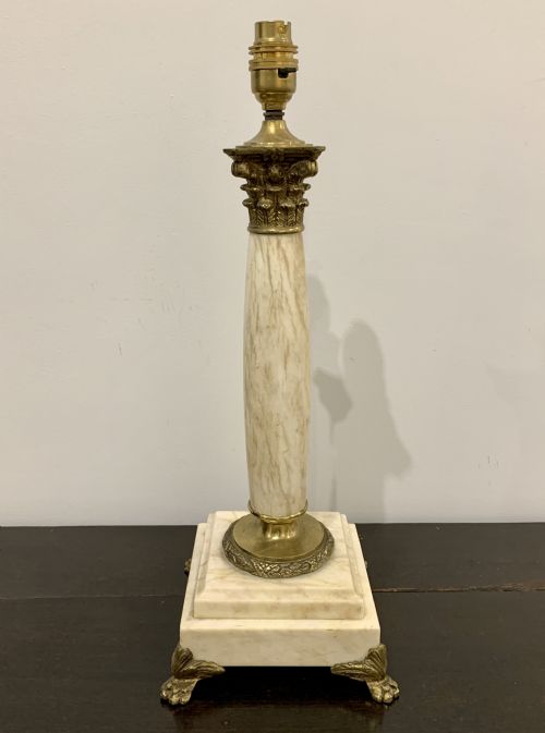 Antique Marble Corinthian Column Table Lamp