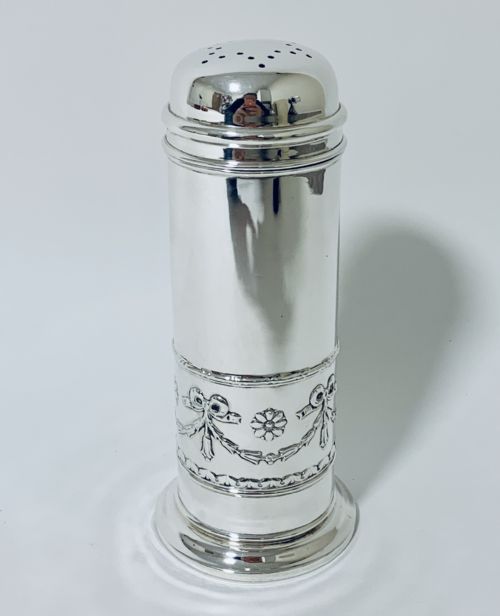Antique Solid Silver Sugar Caster with Glass Liner