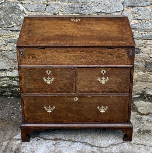 18th Century Georgian Oak Crossbanded Bureau