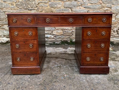 fig 1. Antique Victorian Oak Pedestal Desk