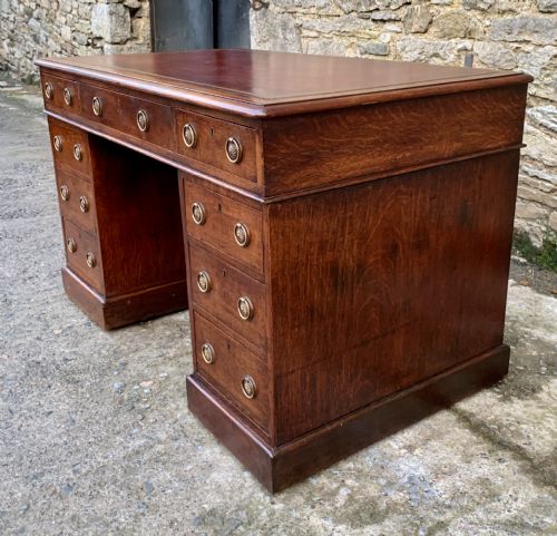 fig 2. Antique Victorian Oak Pedestal Desk
