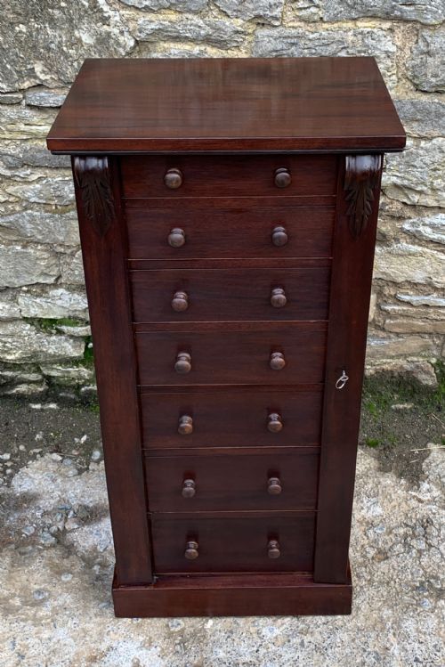 fig 1. Antique Mahogany Wellington Cabinet Chest