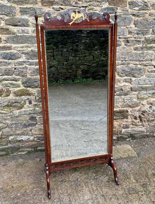 Antique Mahogany Cheval Mirror