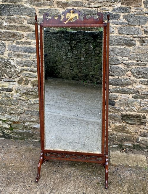 fig 1. Antique Mahogany Cheval Mirror