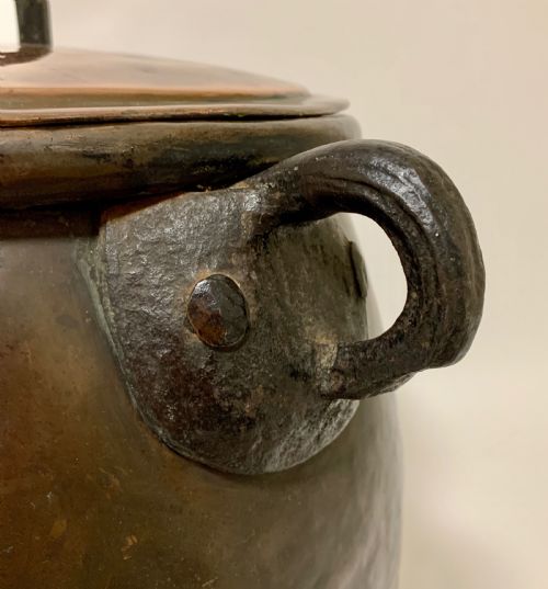 fig 2. Large Antique Copper Cauldron with Lid