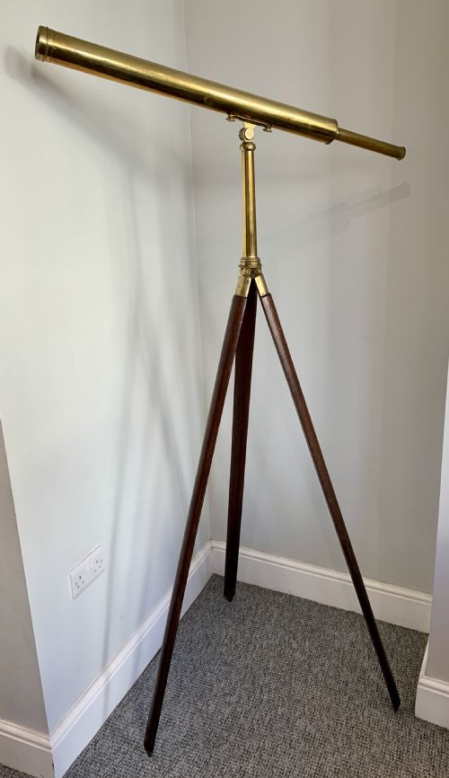 Antique Dollond Brass Library Telescope on Original Tripod