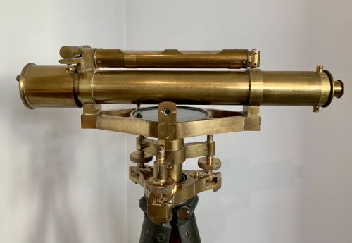 fig 1. Antique Brass Stanley Theodolite Surveyors Level with Tripod