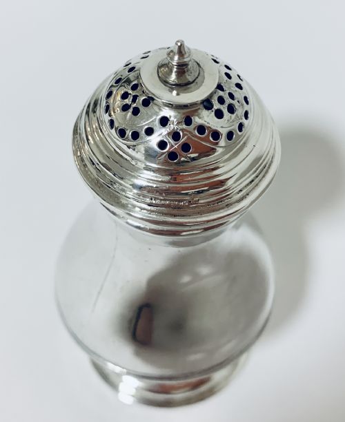 fig 1. Antique George II Solid Silver Shaker Pounce Pot