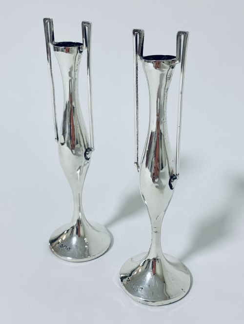 fig 1. Pair of Antique Art Nouveau Solid Silver Vases