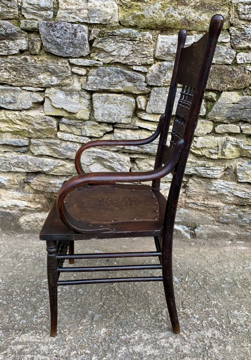 fig 1. Antique American Armchair with Steamed Bentwood Arms