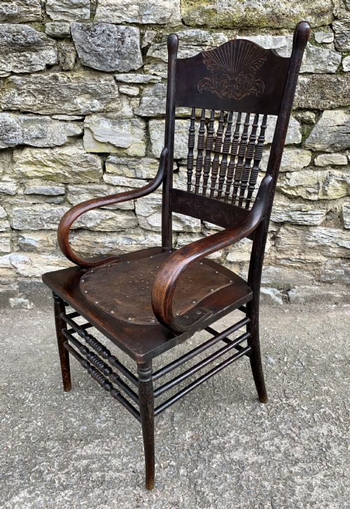 fig 2. Antique American Armchair with Steamed Bentwood Arms