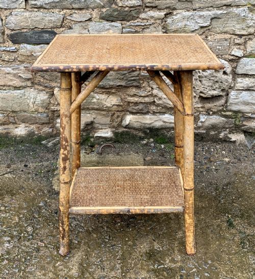 Antique Victorian Bamboo and Rattan Occasional Side Table