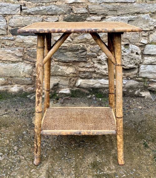 fig 1. Antique Victorian Bamboo and Rattan Occasional Side Table