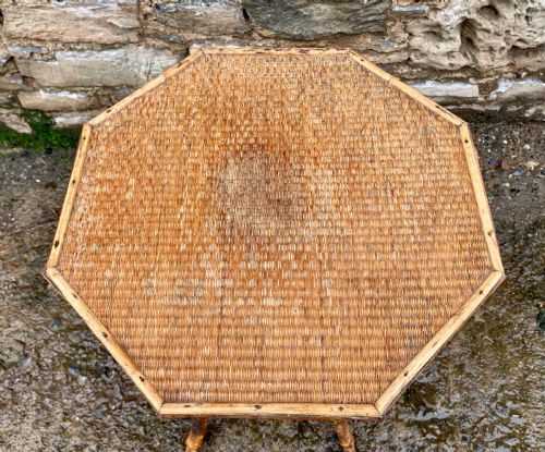 fig 1. Antique Victorian Octagonal Bamboo Rattan Table