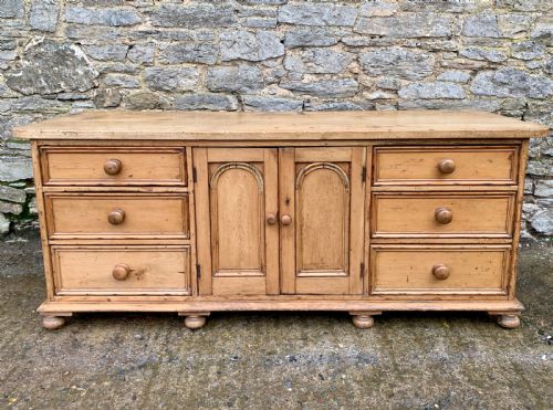 Large Antique Victorian Pine and Sycamore Dresser Base