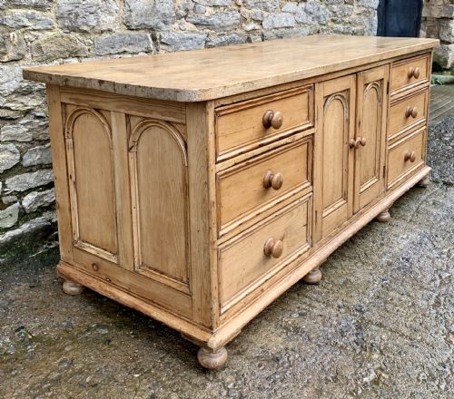 fig 1. Large Antique Victorian Pine and Sycamore Dresser Base