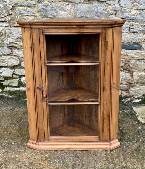 Antique Pine and Elm Hanging Corner Cupboard