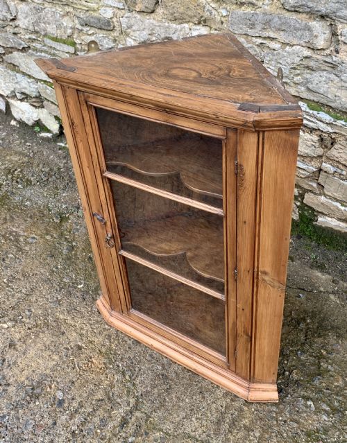 fig 1. Antique Pine and Elm Hanging Corner Cupboard