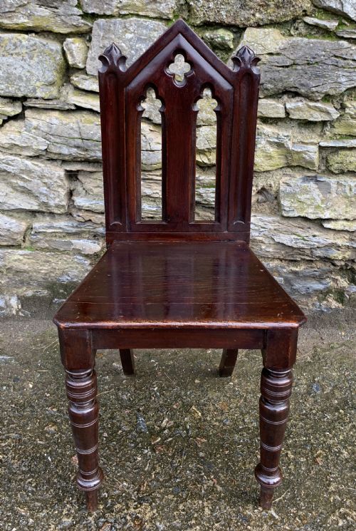 Antique Gothic Oak Hall Chair